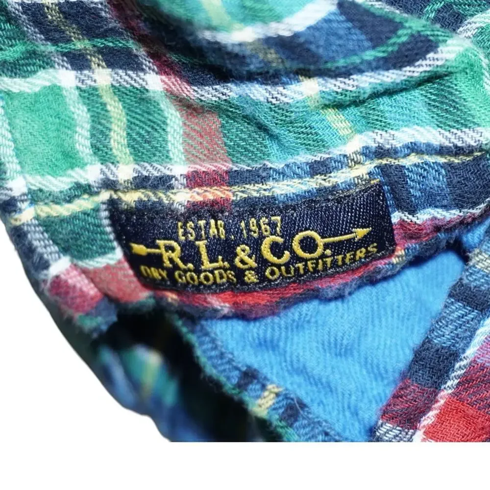 Polo Ralph Lauren Girls Plaid Flannel Ruffle Hem Shirtdress Size 12 Tartan